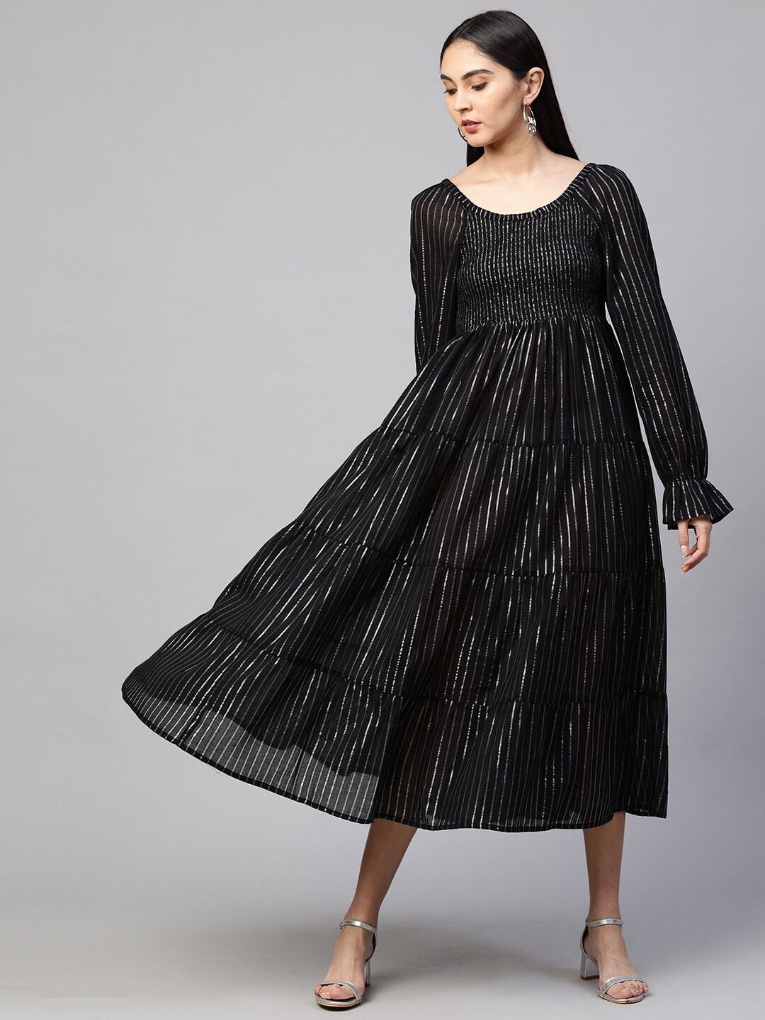 

FASHOR Black Striped Maxi Dress