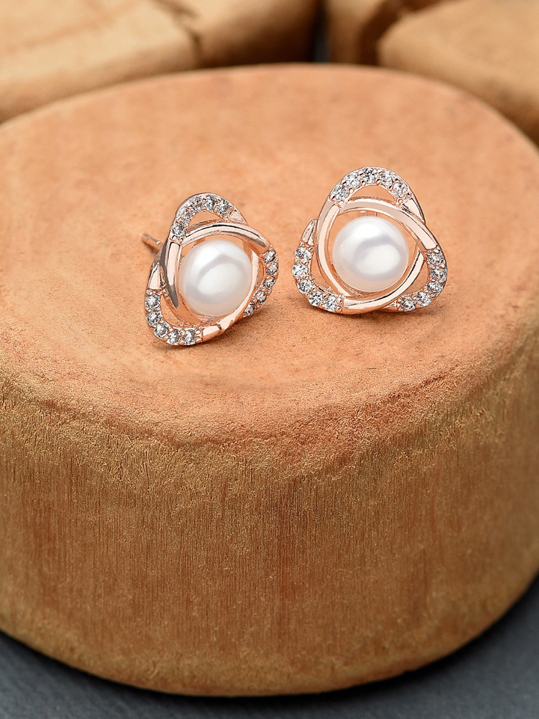 

AMI Rose Gold Contemporary Studs Earrings