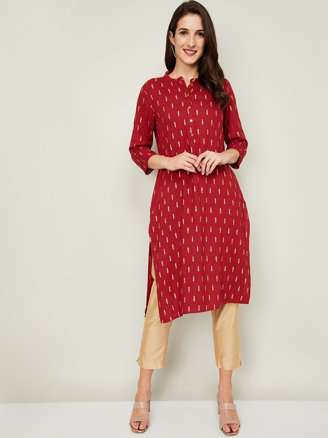 

Melange by Lifestyle Women Maroon Ethnic Motifs Printed Kurta