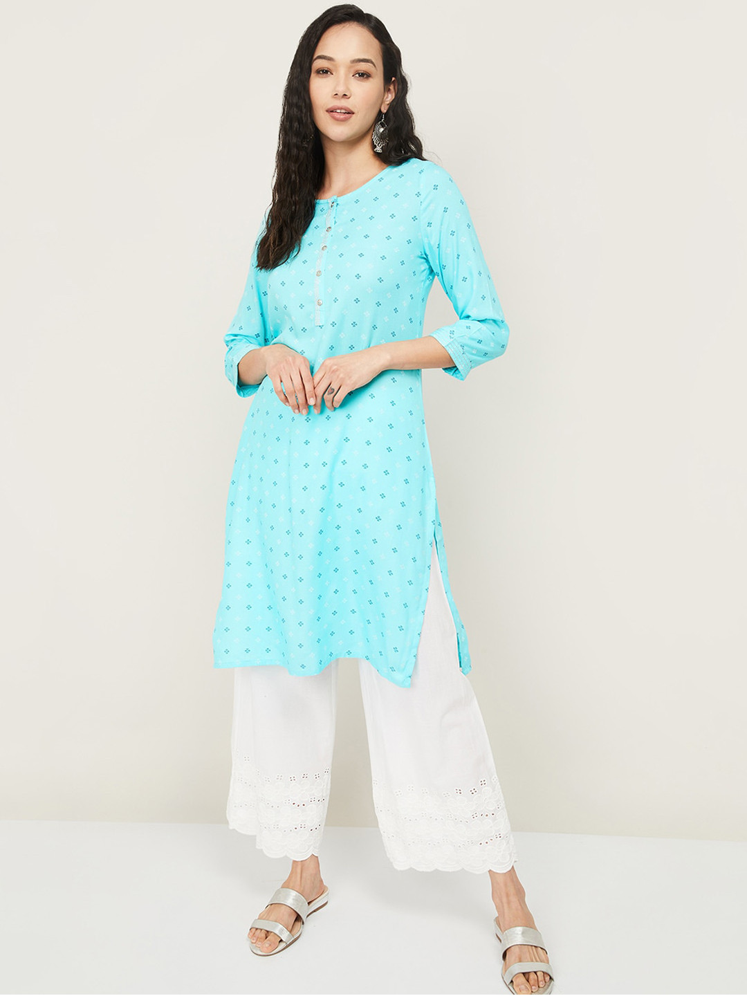 

Melange by Lifestyle Women Blue Ethnic Motifs Printed Kurta