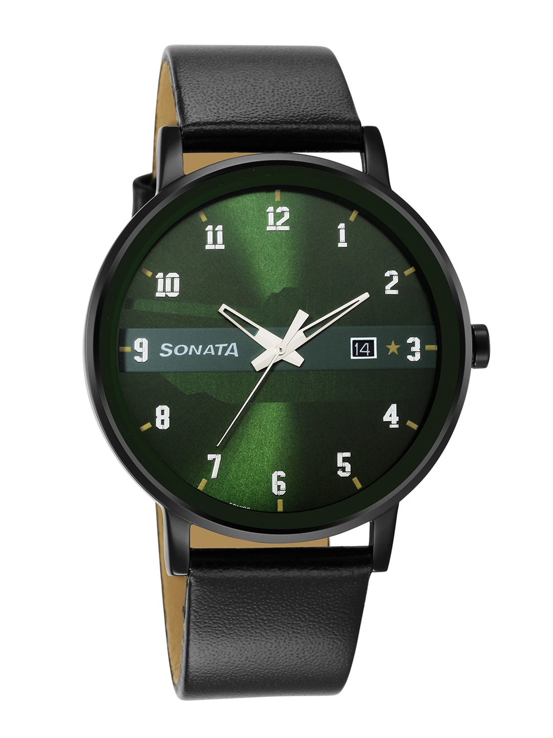 

Sonata Men Black Brass Dial & Black Leather Straps Analogue Watch 7131NL05, Cream