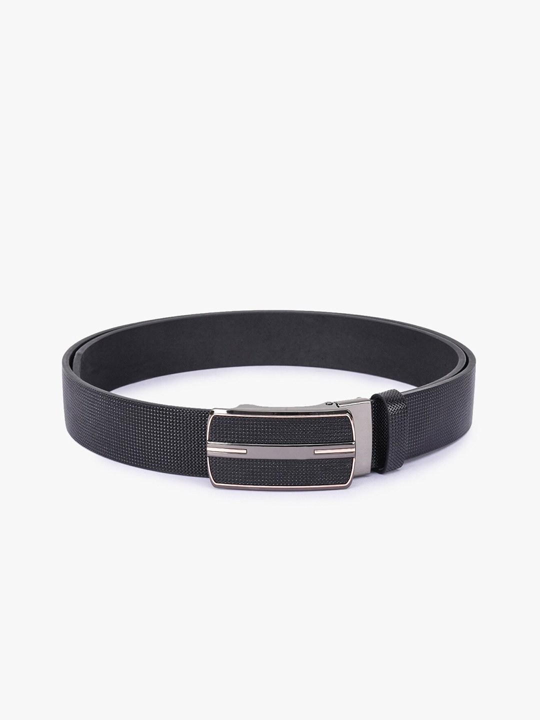 

BuckleUp Men Black Textured Leather Belt