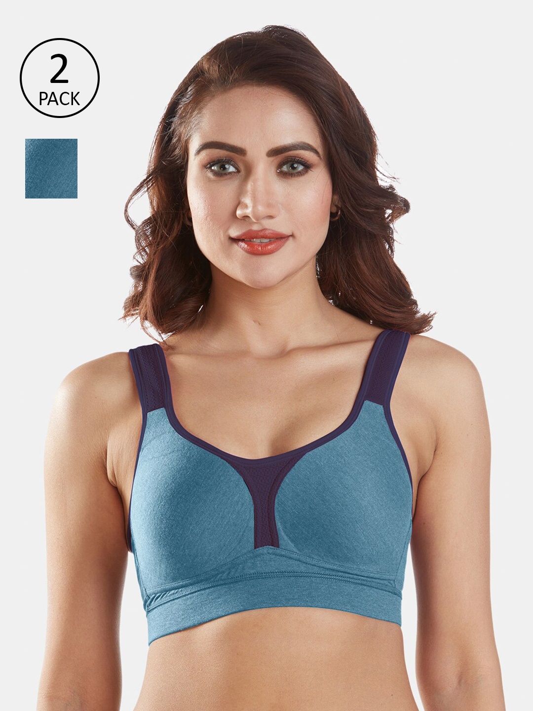 

Sonari Set Of 2 Blue & Black Bra Lightly Padded