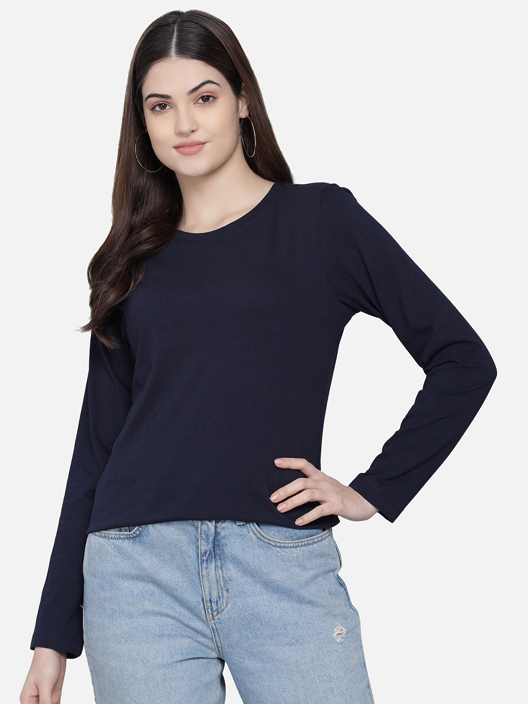 

PockMAN Women Navy Blue T-shirt
