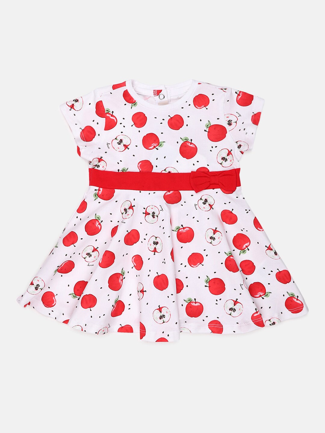 Chicco Girls White & Red Fit & Flare Dress