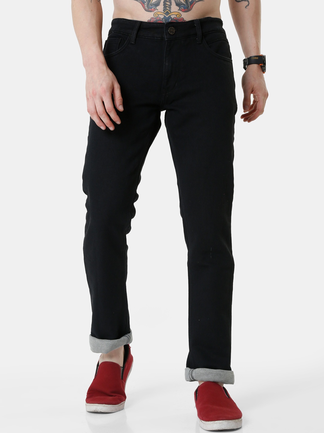 

VUDU Men Black Narrow Slim Fit Stretchable Jeans
