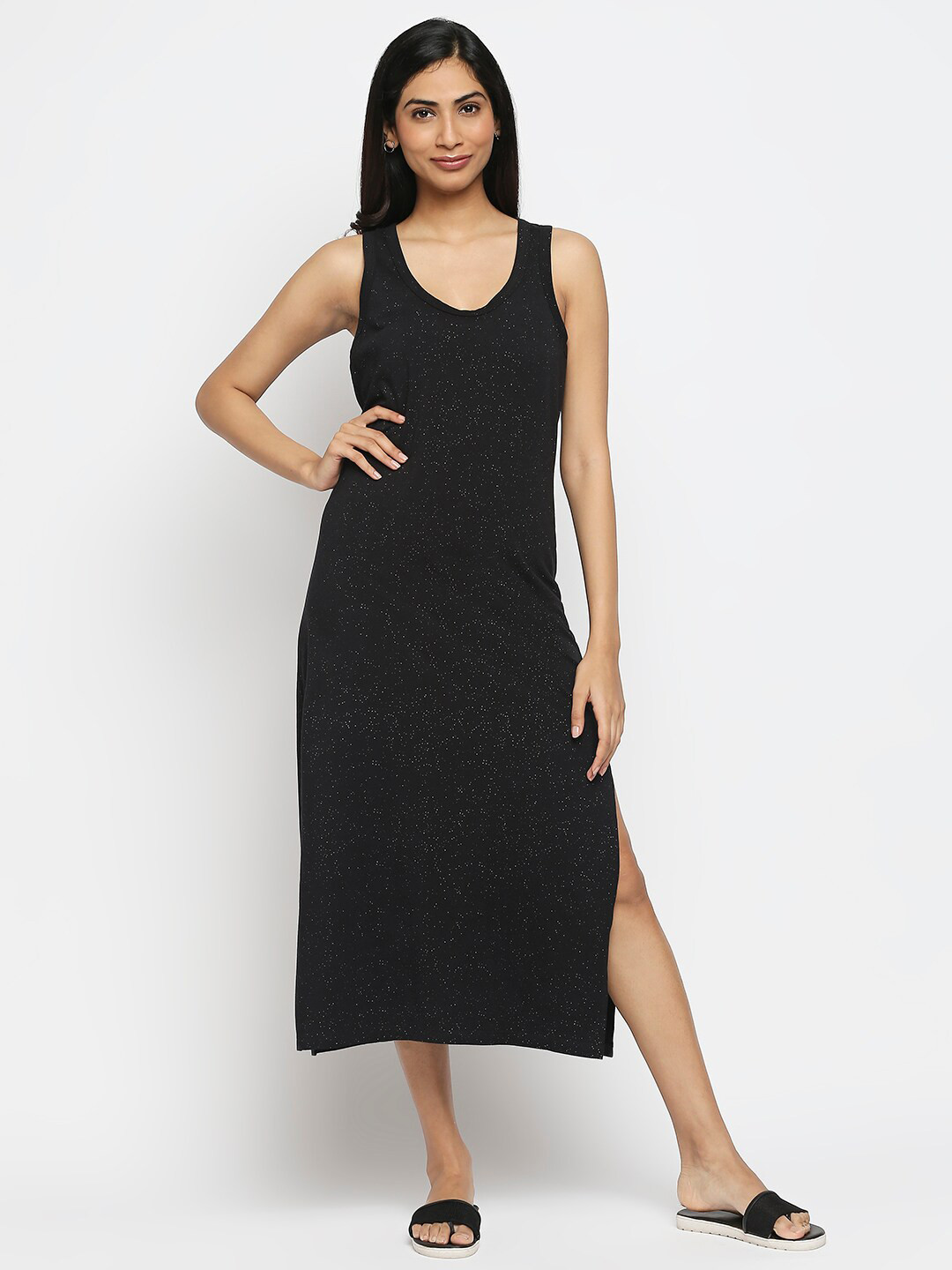 

effy Black Halter Neck A-Line Maxi Dress