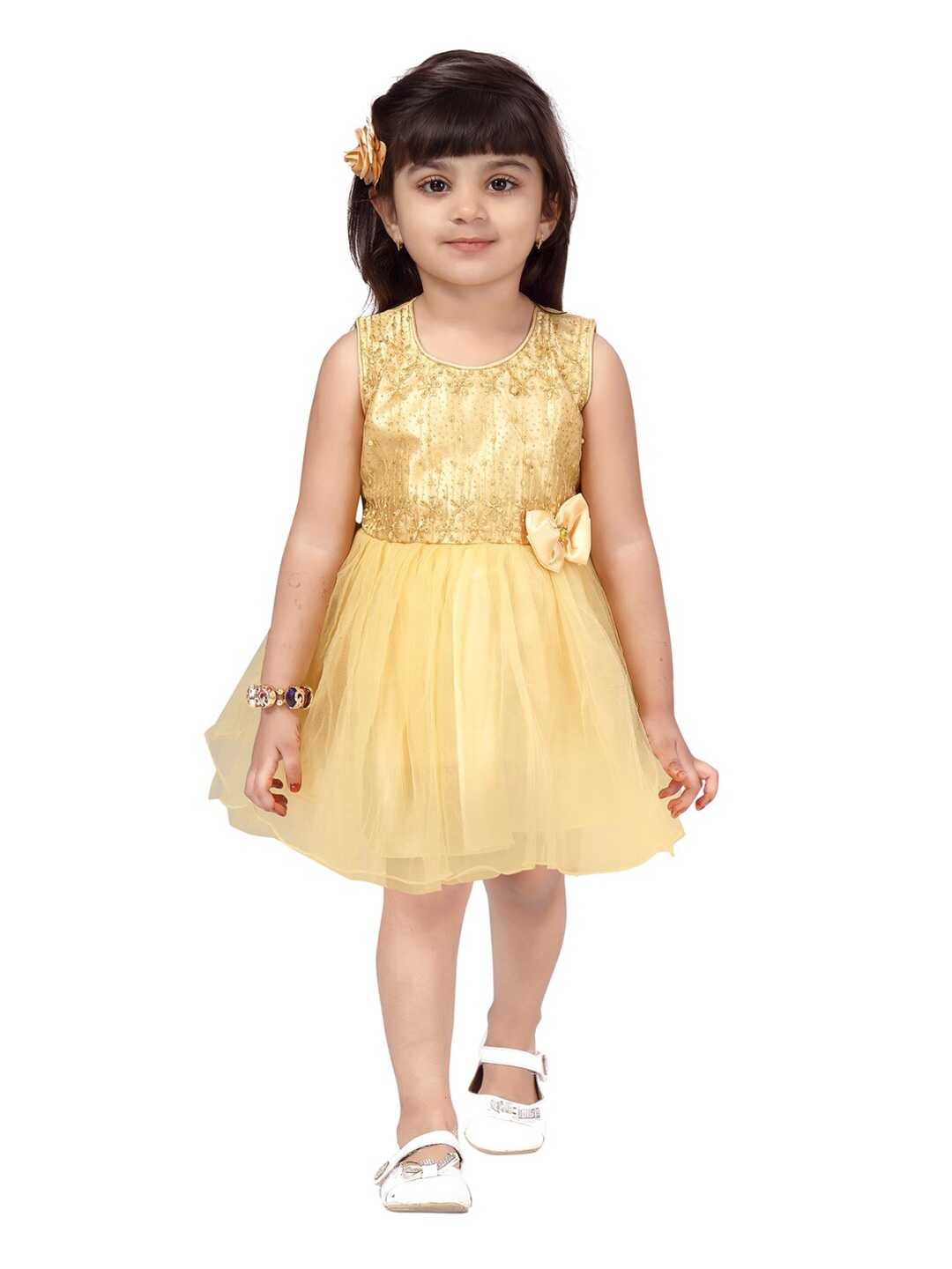 

Aarika Beige Net Flared Dress