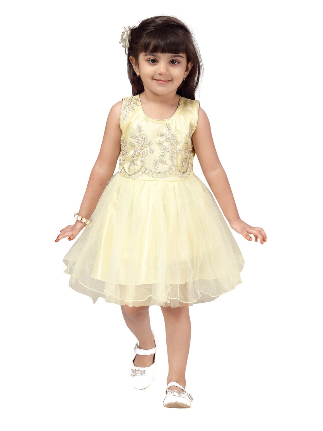 

Aarika Girls Cream-Coloured Net Dress
