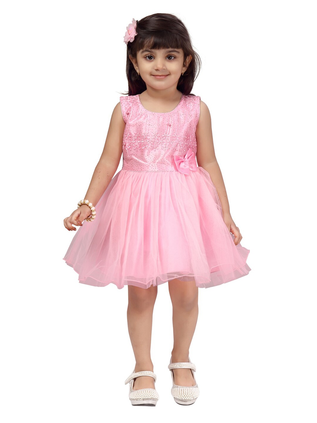 

Aarika Pink Net Flared Dress