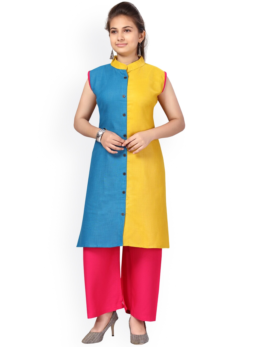 

Aarika Girls Blue Pure Cotton Kurti with Palazzos