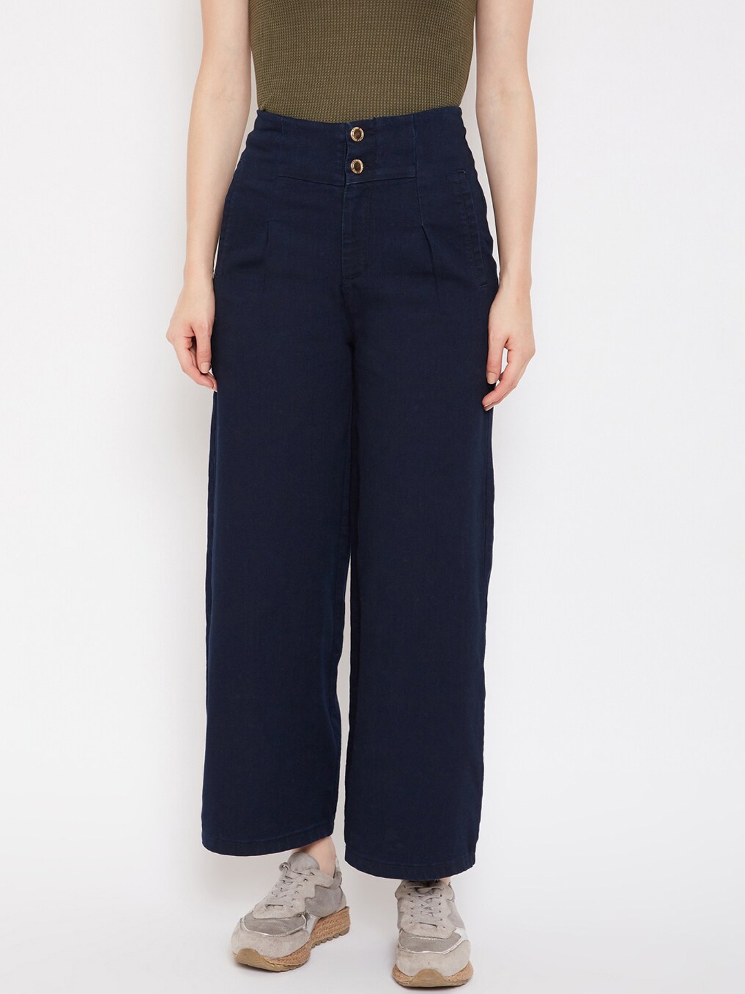 

Madame Women Navy Blue Straight Fit High-Rise Jeans