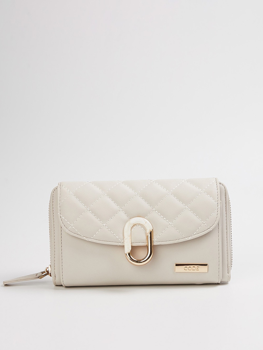 

CODE by Lifestyle Grey Textured Structured Sling Bag with Quilted