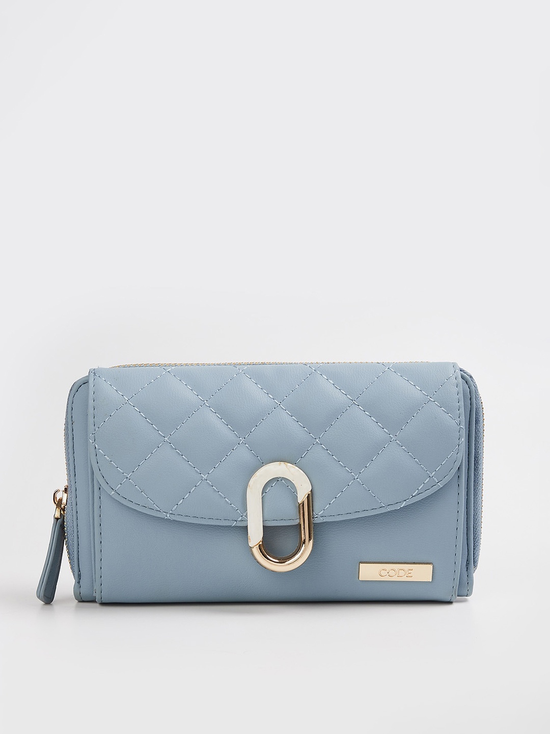 

CODE by Lifestyle Blue Textured Structured Sling Bag with Quilted