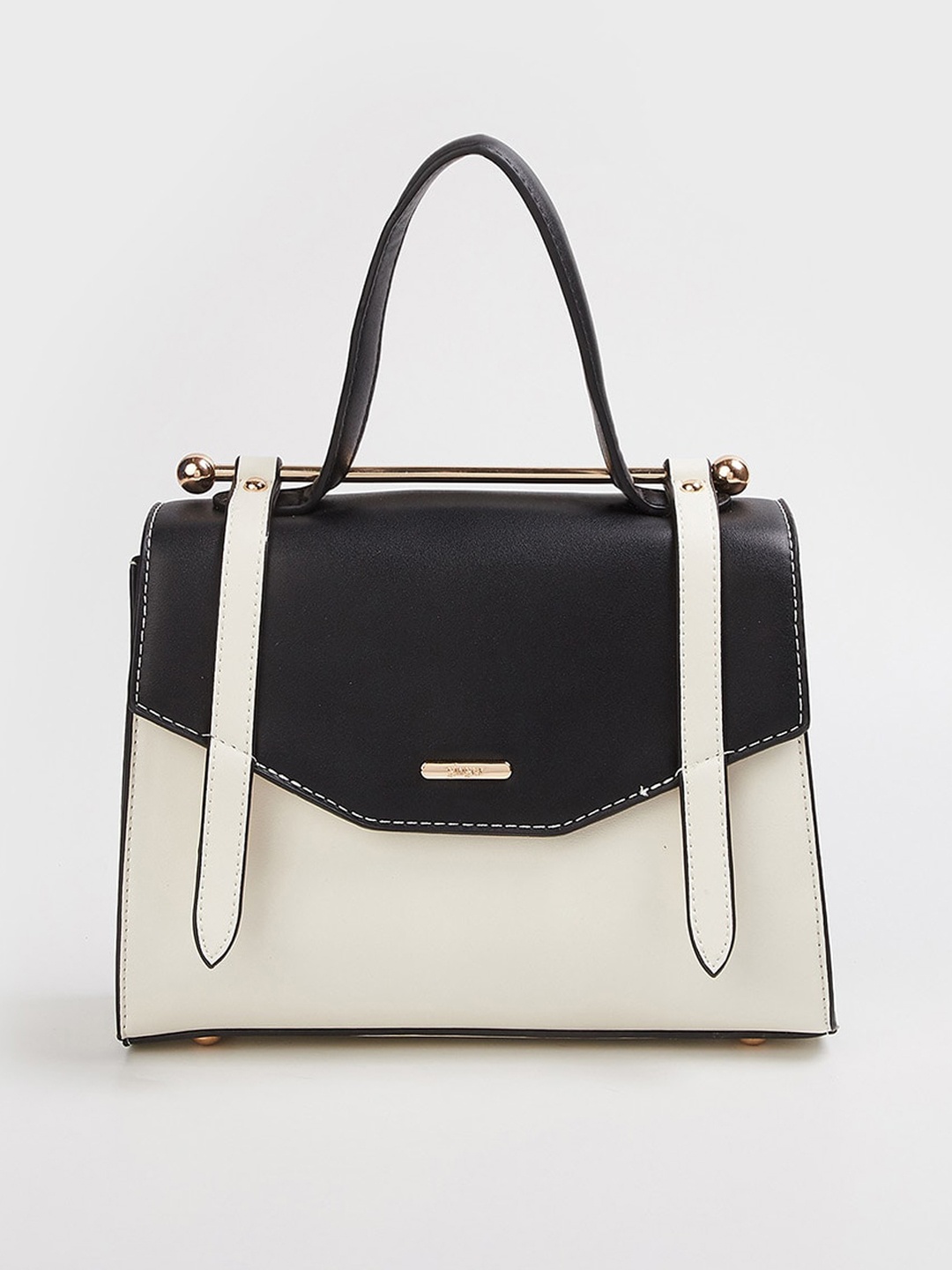 

Ginger by Lifestyle Black Colourblocked Structured Satchel