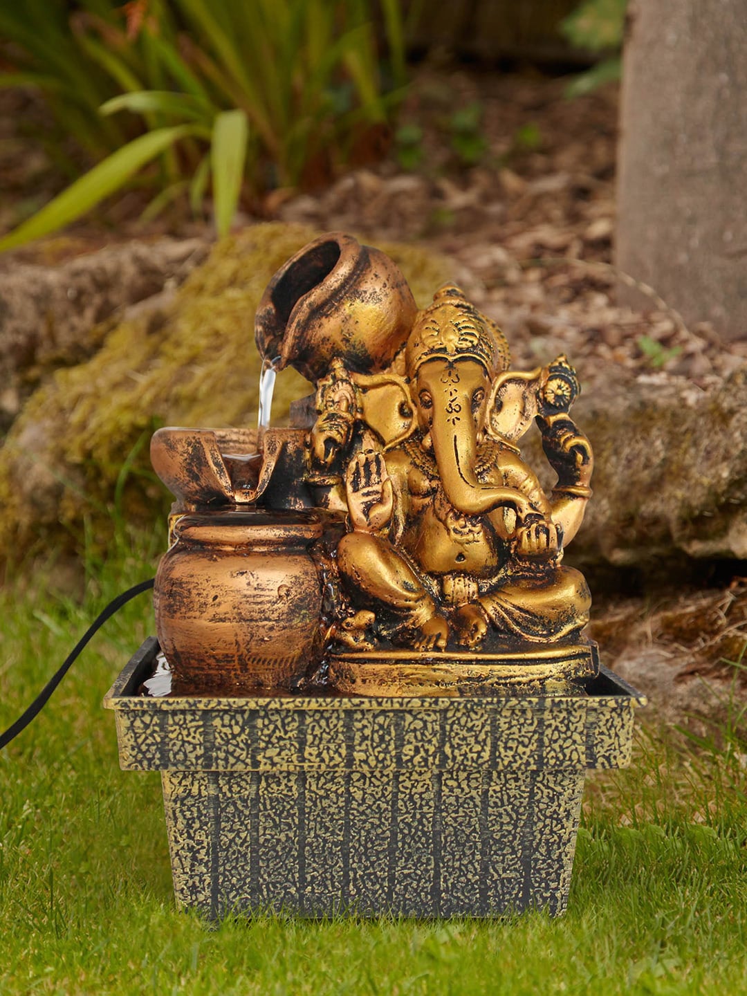 

TIED RIBBONS Gold-Toned & Copper Decorative Ganesha Statue Water Fountain