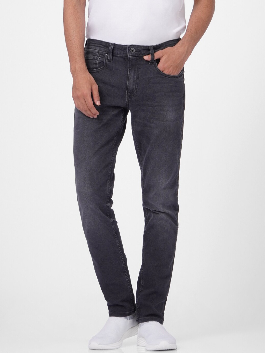 

Jack & Jones Men Black Heavy Faded Low-Rise Cotton Jeans