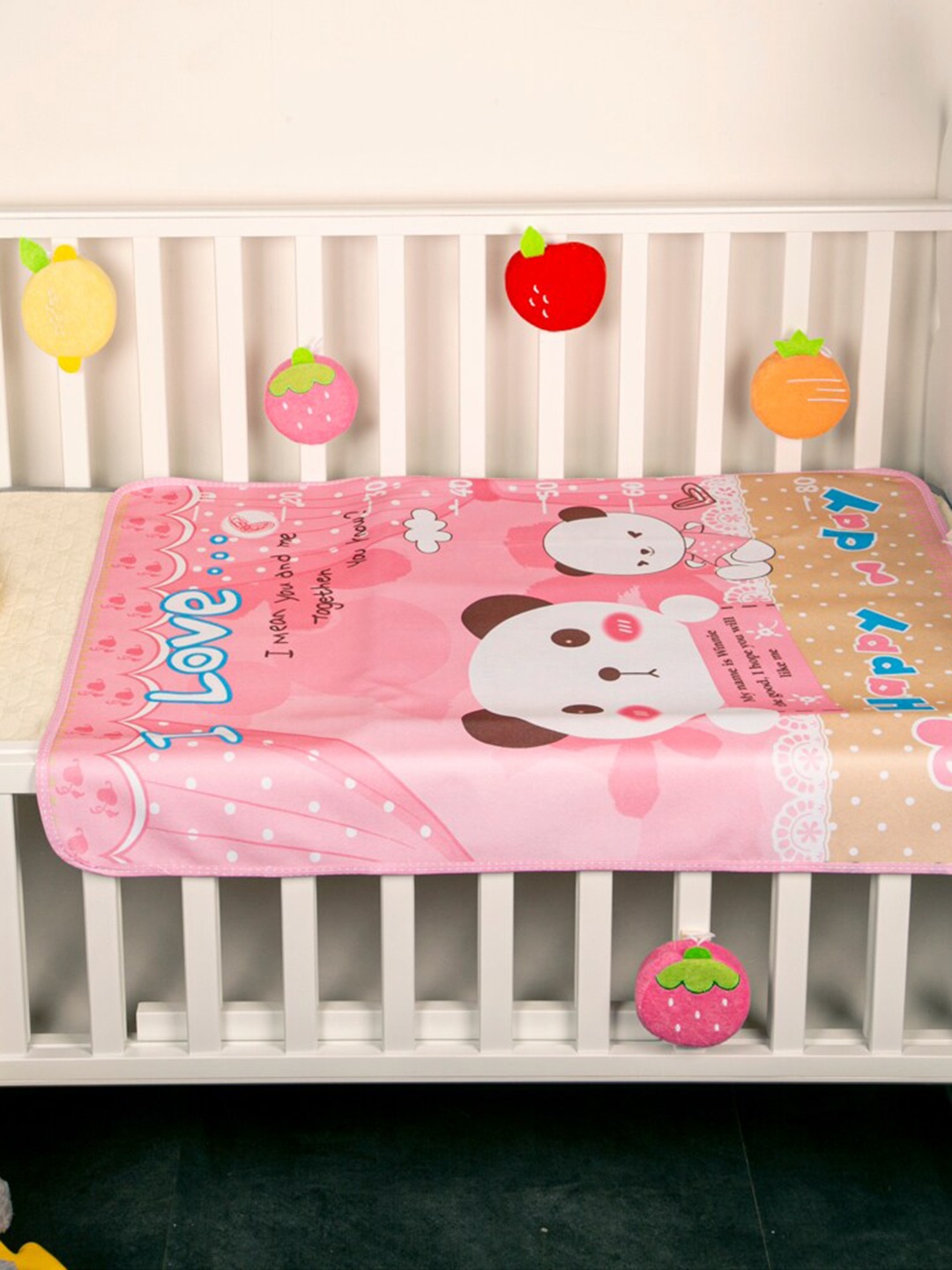 

Baby Moo Pink BFF Bear Printed Washable Mat