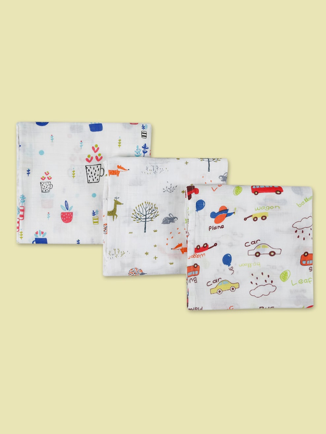 

Baby Moo Infant Unisex Kids White Pack of 3 Muslin Swaddle, Off white