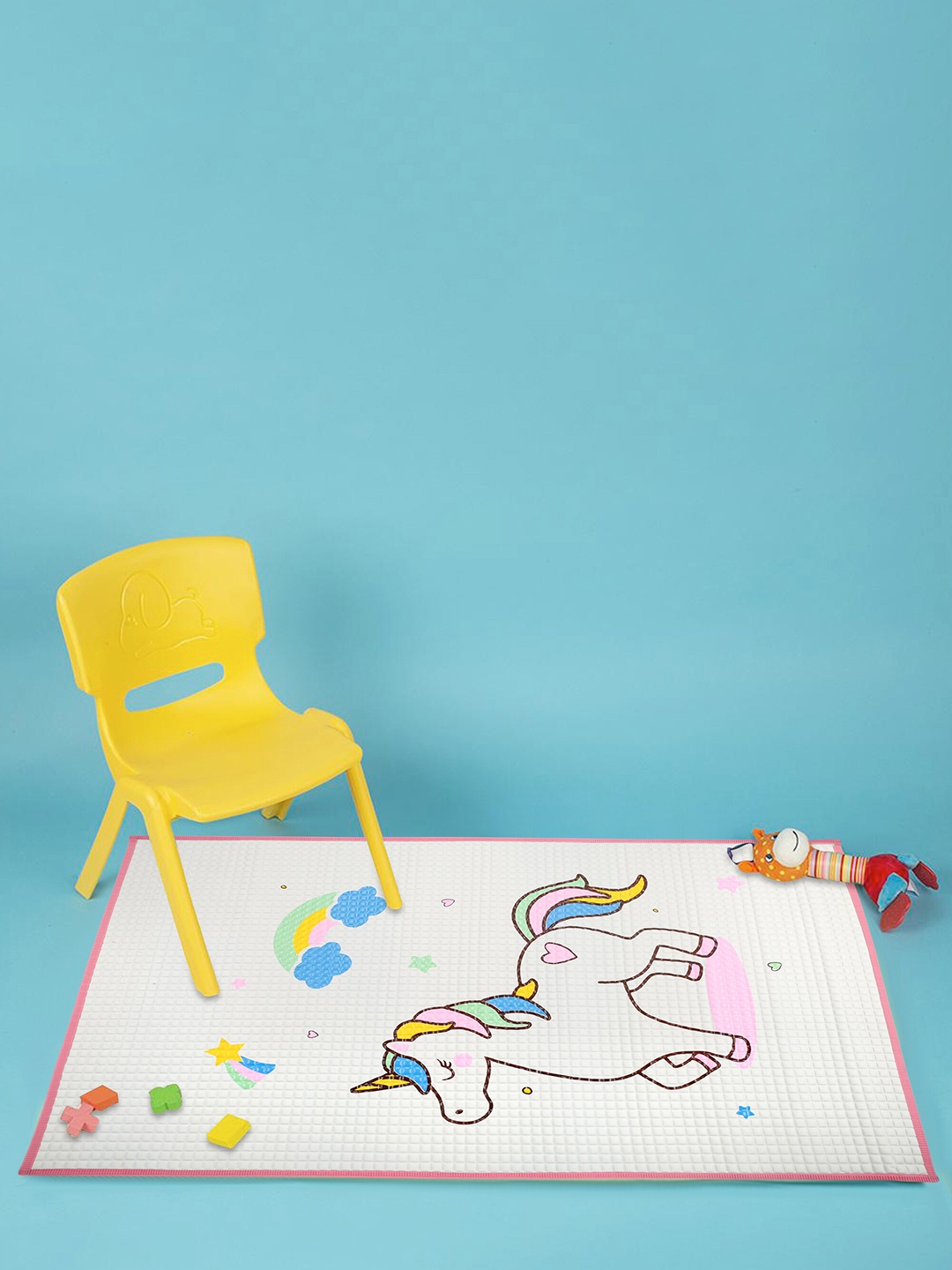 

Baby Moo Infants Pink & White Whimsical Unicorn Printed Massage Mat