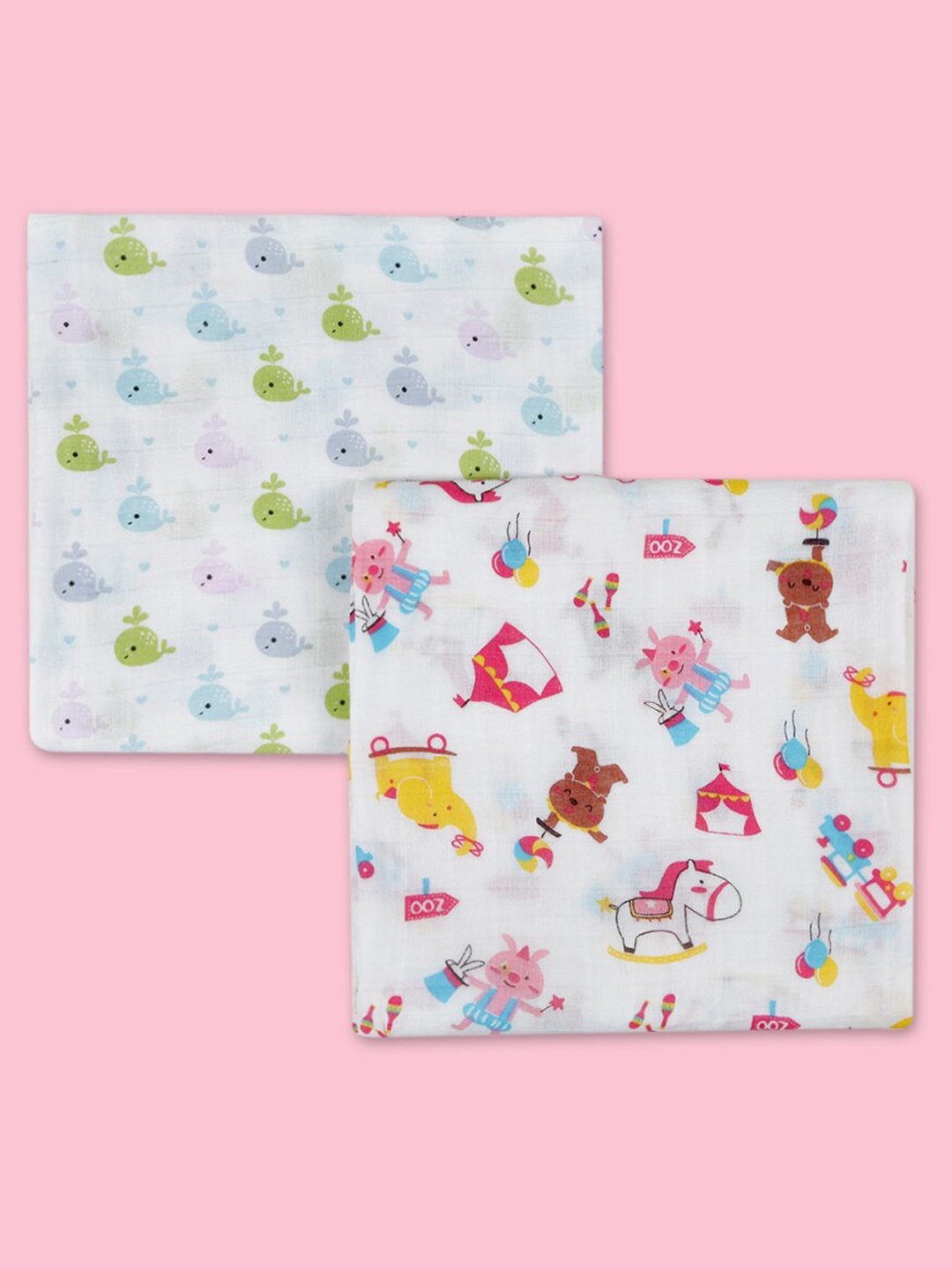 

Baby Moo Infant Kids Pack Of 2 Printed Muslin Swaddles, Multi