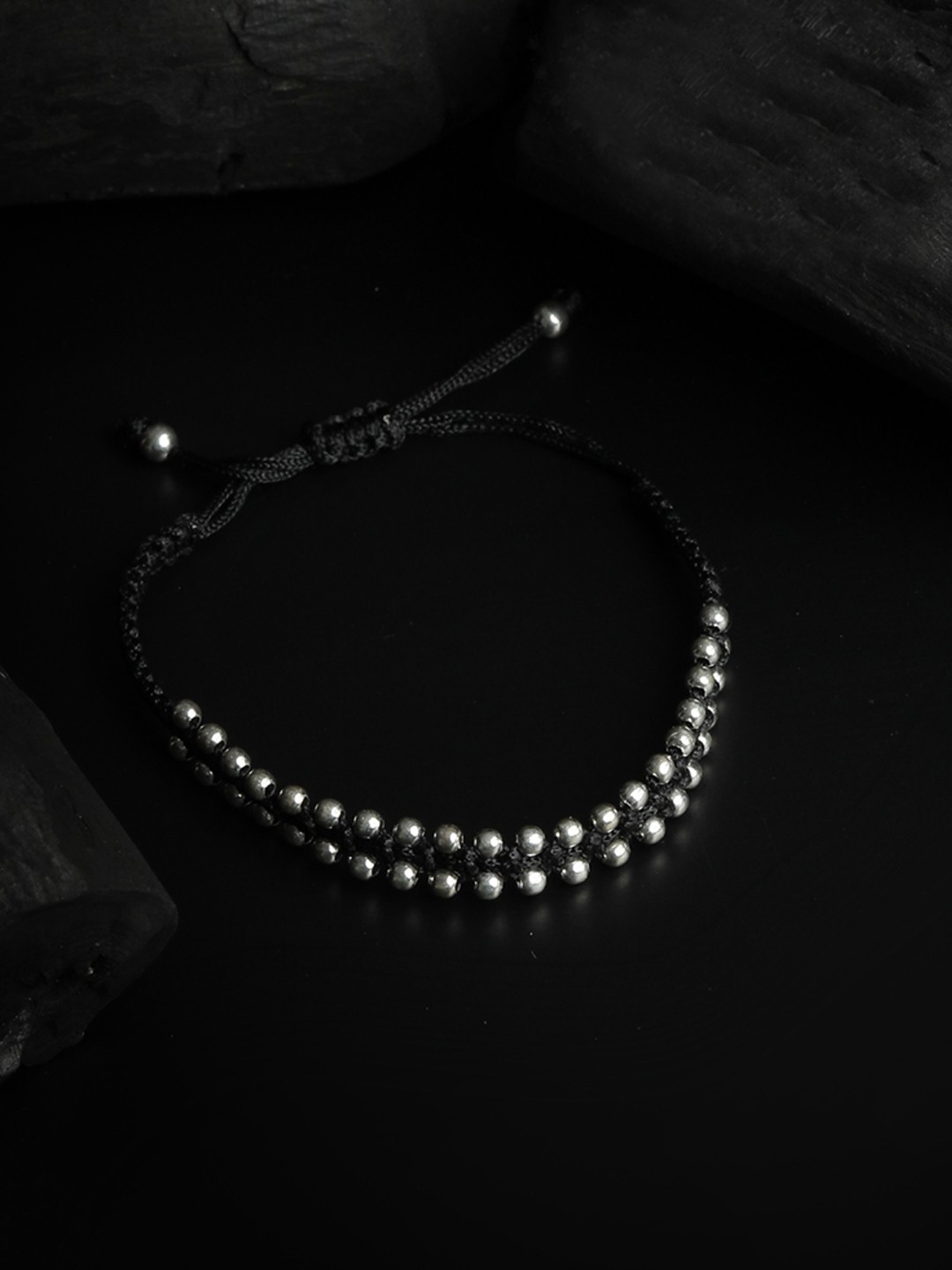 

SHEER by Priyaasi Women Black 92.5 Sterling Silver Thread Anklet & Bracelet