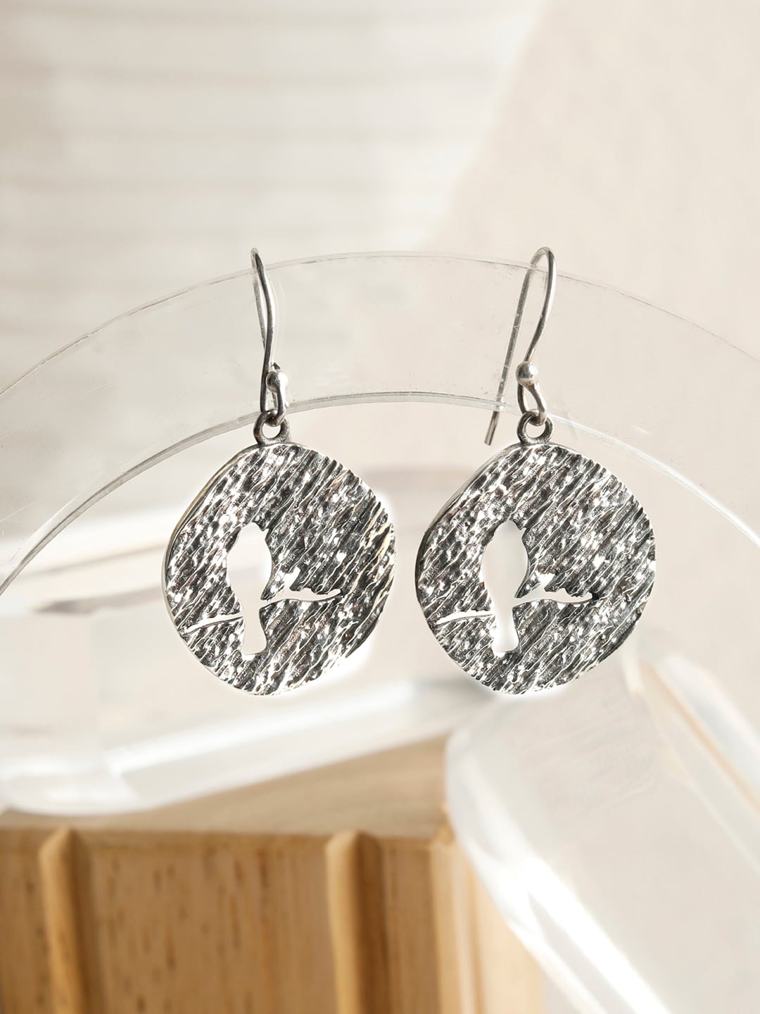 

SHEER by Priyaasi Silver-Toned 92.5 Sterling Silver Contemporary Drop Earrings
