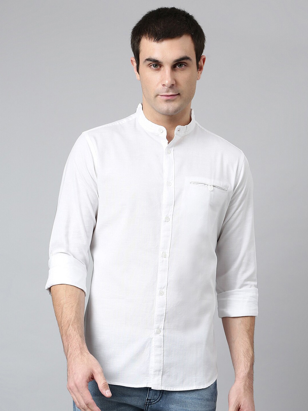 

Dennis Lingo Men White Comfort Slim Fit Casual Shirt