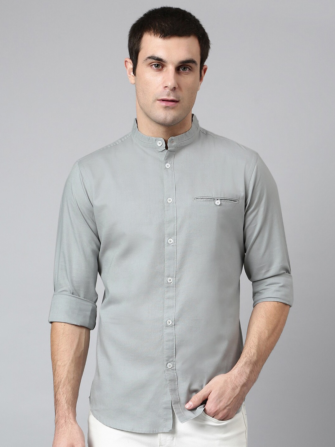 

Dennis Lingo Men Grey Comfort Slim Fit Casual Shirt
