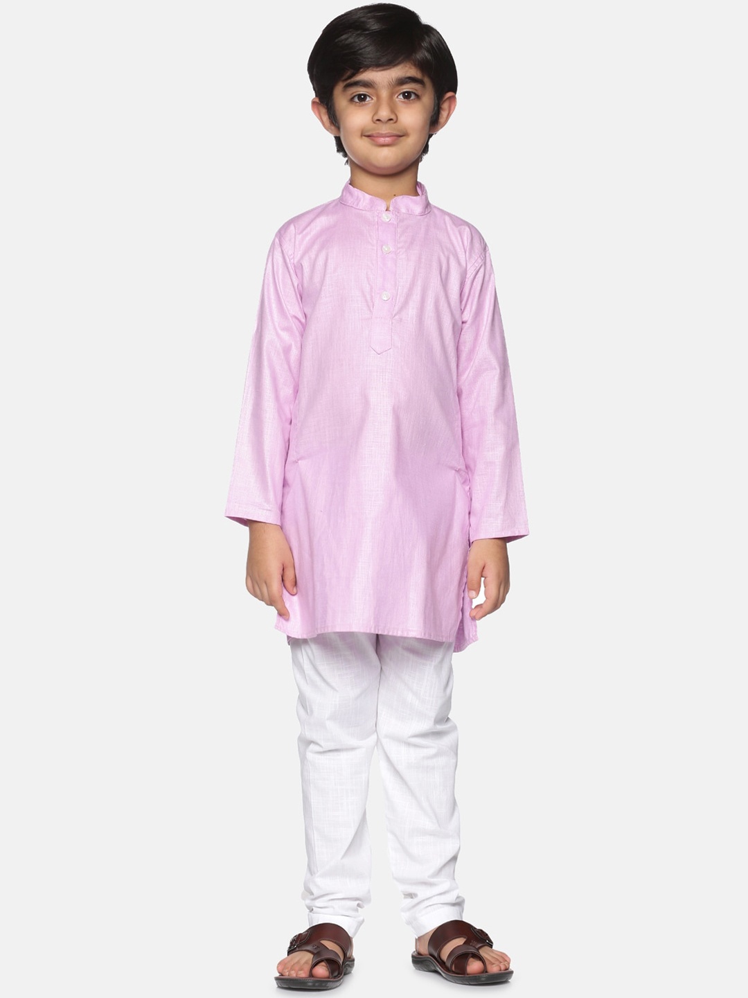 

Sethukrishna Boys Pink Pure Cotton Kurti with Pyjamas