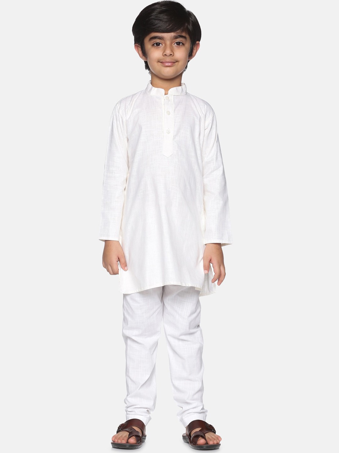 

Sethukrishna Boys Cream-Coloured Pure Cotton Kurta with Pyjamas