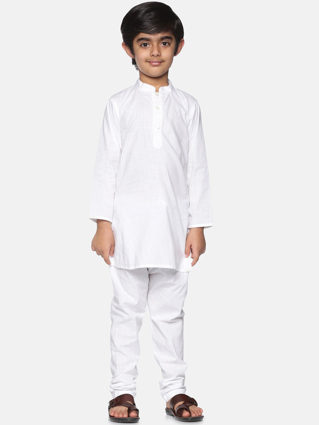 

Sethukrishna Boys White Pure Cotton Kurta with Churidar
