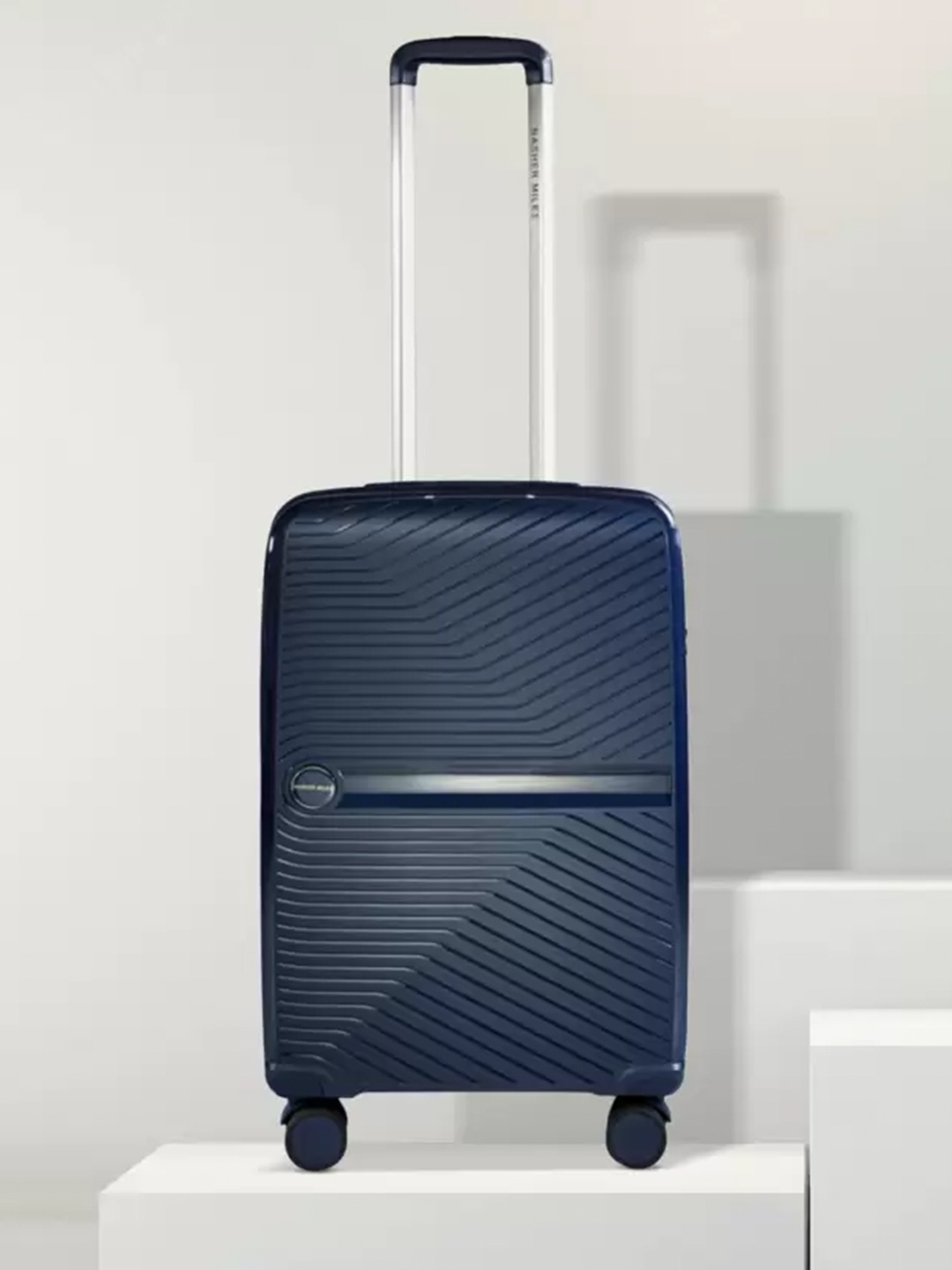 

Nasher Miles Blue Textured Hard-Sided Cabin Trolley Bag