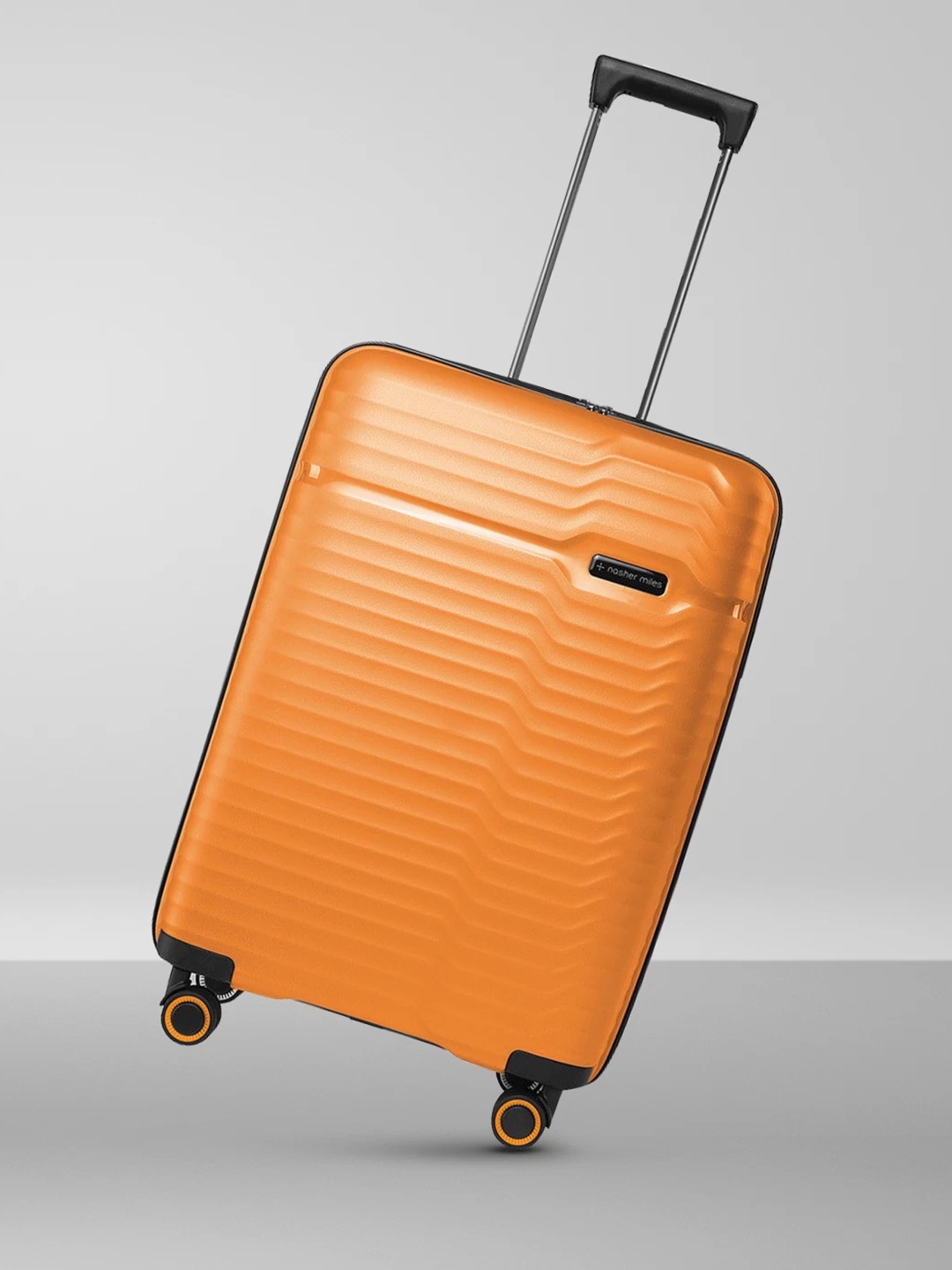

Nasher Miles Orange & Black Textured Hard-Sided Medium Trolley Suitcase