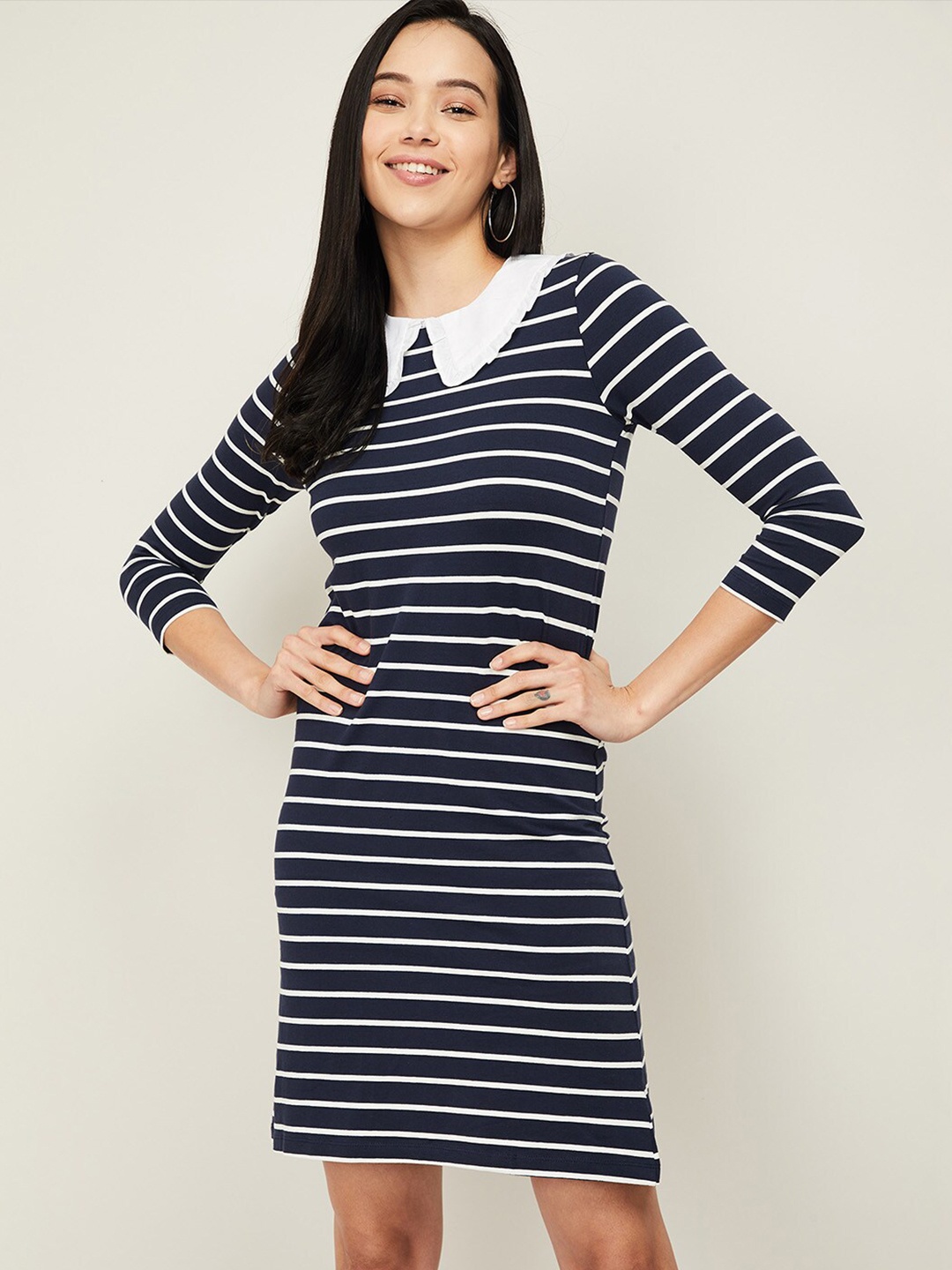 

Bossini Navy Blue Striped T-shirt Dress