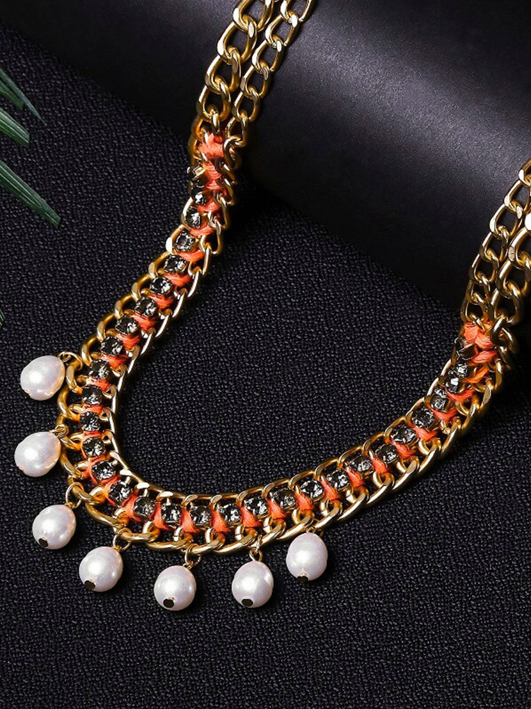 

Lilly & sparkle Woman Gold-Toned Chunky Necklace with Pearl Accents