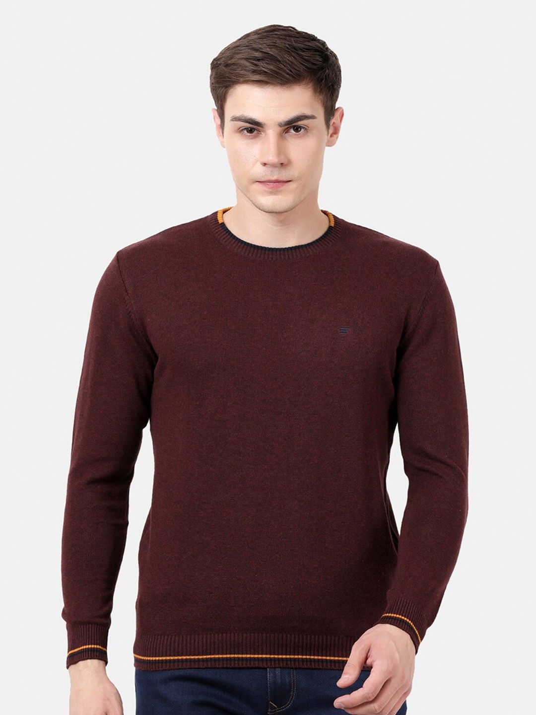 

t-base Men Maroon Solid Pullover