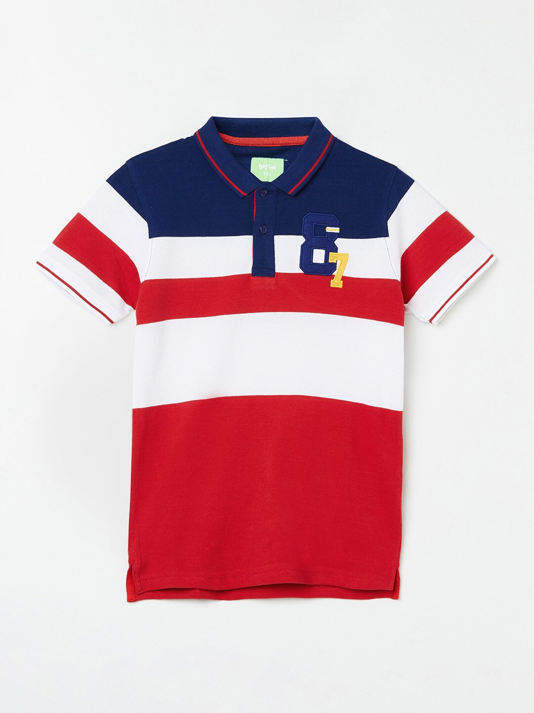 

Bossini Boys Red & White Striped Polo Collar T-shirt
