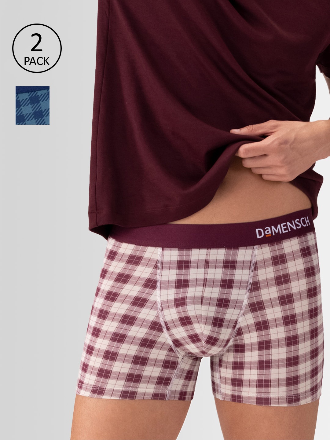 

DAMENSCH Men Pack Of 2 Deo-Soft Trunks, Blue