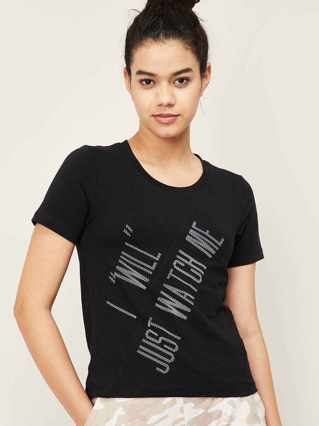 

Kappa Women Black Printed T-shirt
