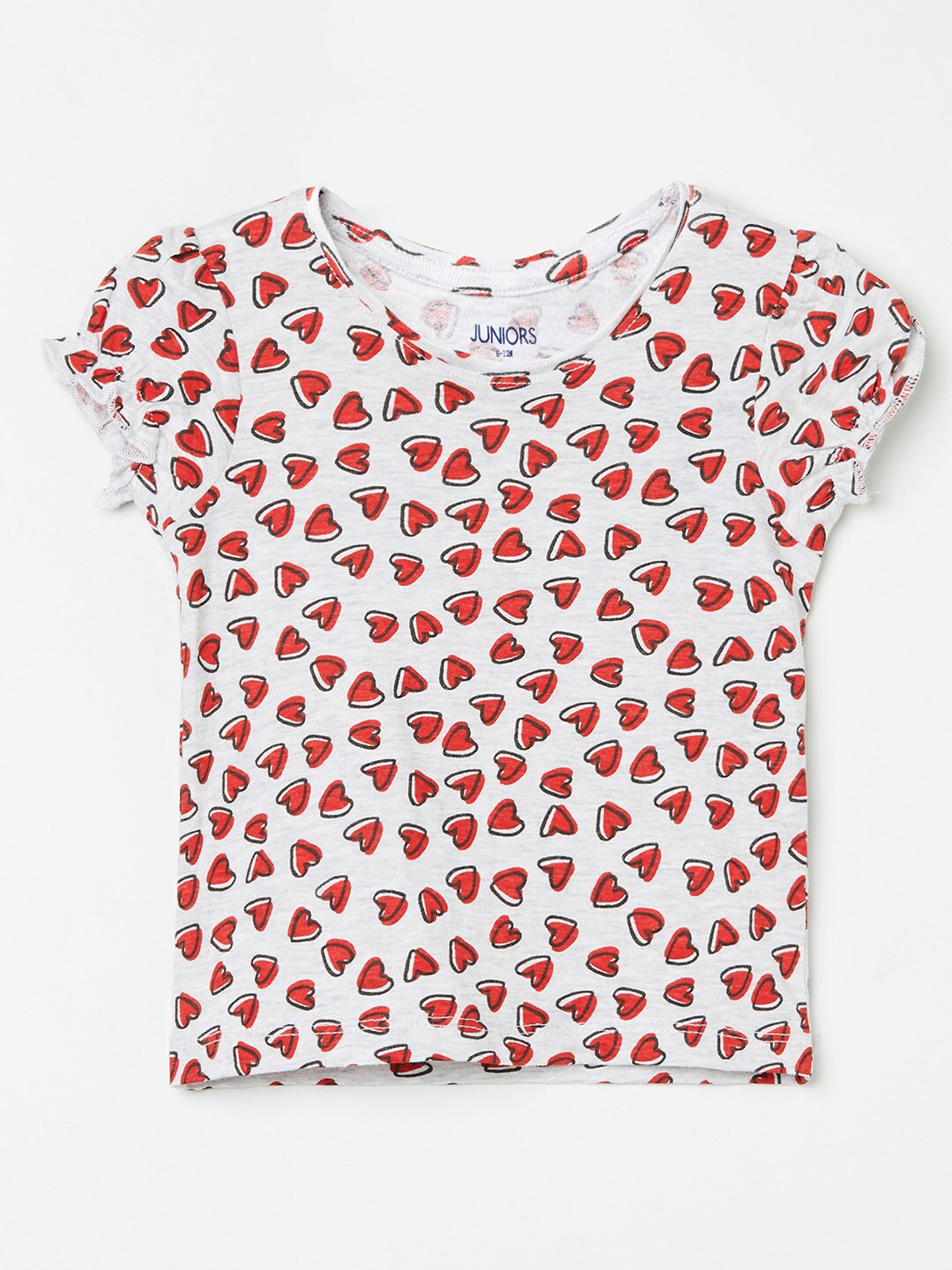 

Juniors by Lifestyle Grey Melange & Red Print Top