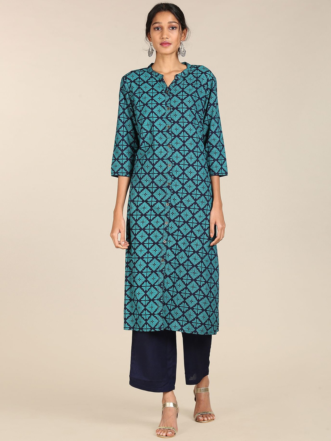 

Karigari Women Blue Printed Kurta