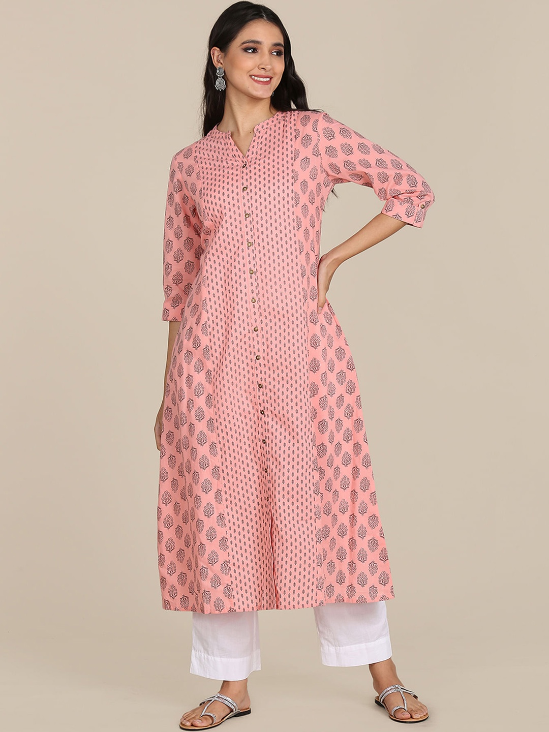 

Karigari Women Pink Geometric Printed Kurta