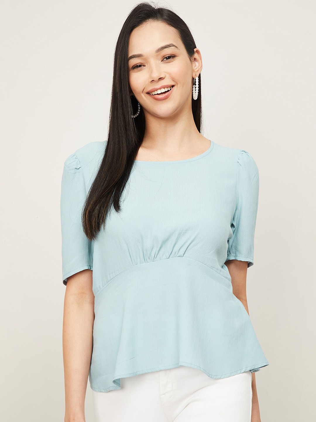 

CODE by Lifestyle Blue Cinched Waist Top
