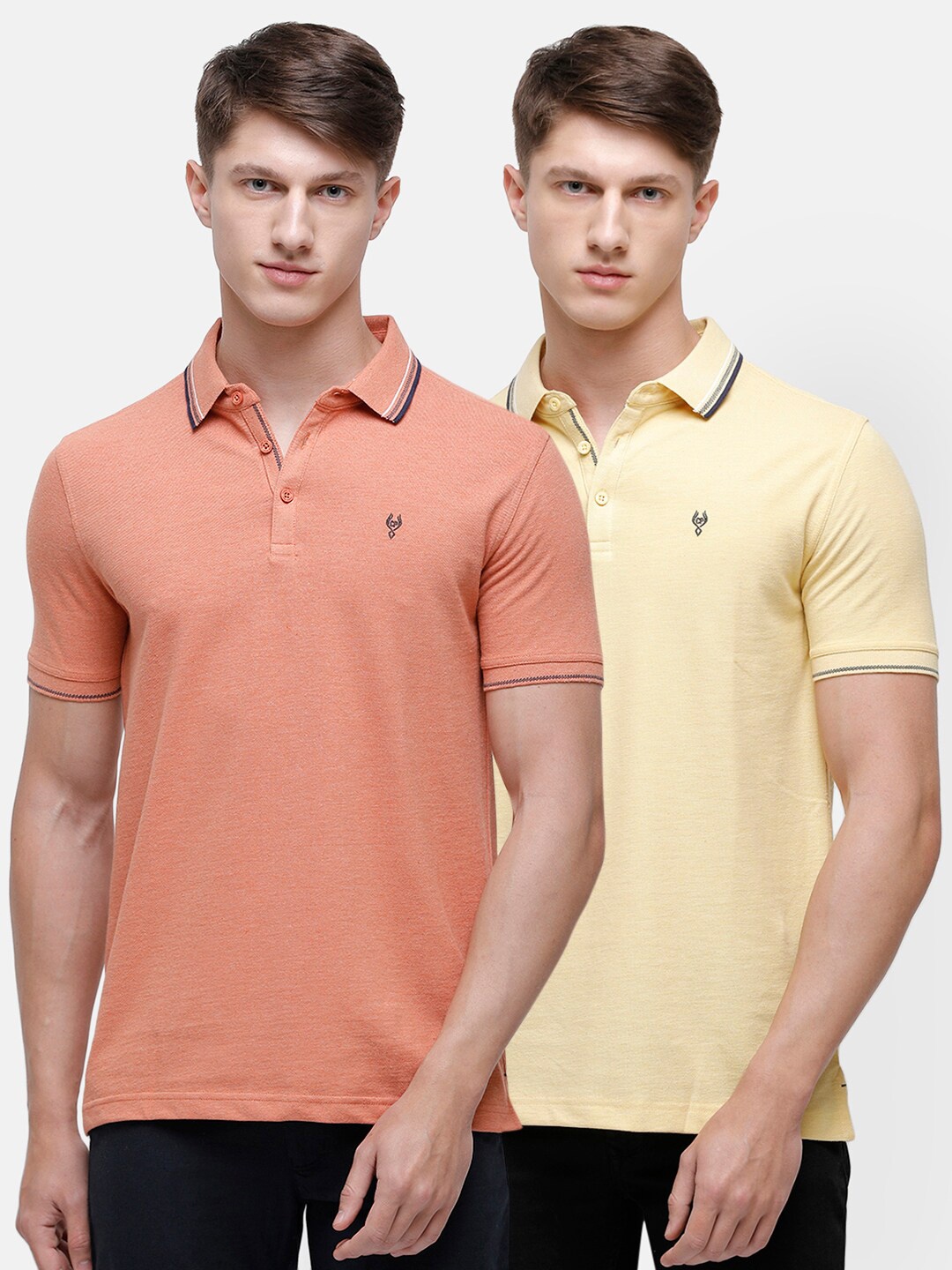 

Classic Polo Set Of 2 Men Multicoloured Polo Collar Slim Fit T-shirt, Multi