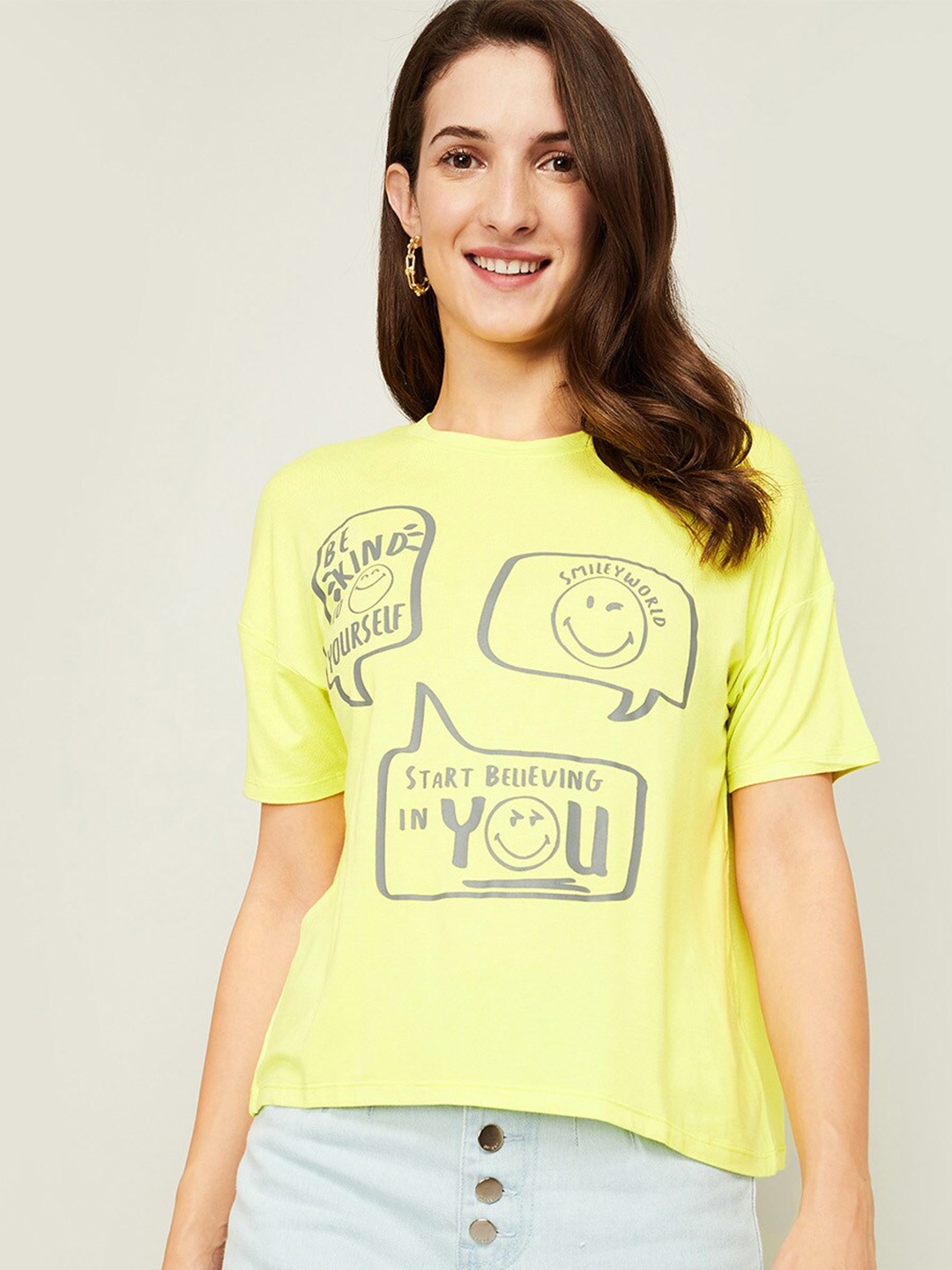 

SmileyWorld Yellow Print Top