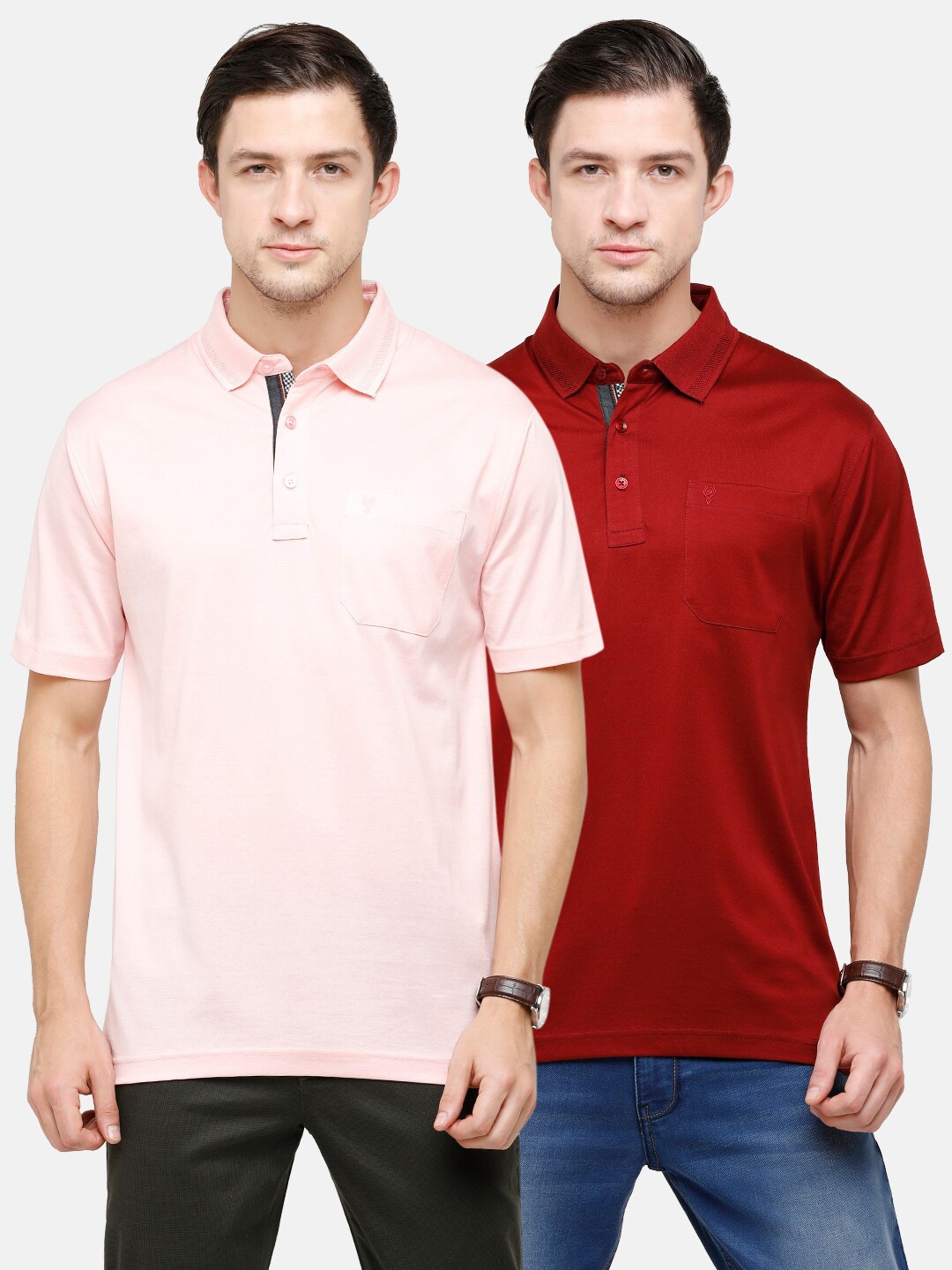 

Classic Polo Men Multicoloured Pack of 2 Polo Collar Pockets T-shirt, Multi