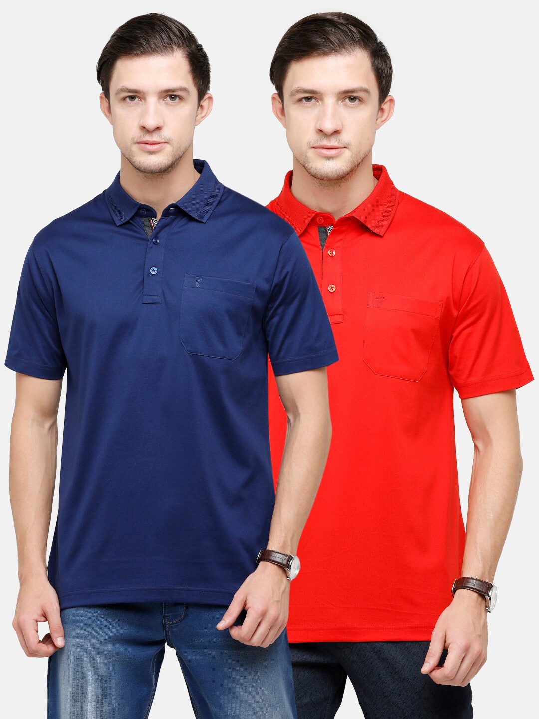 

Classic Polo Men Multicoloured Pack of 2 Polo Collar Applique T-shirt, Multi