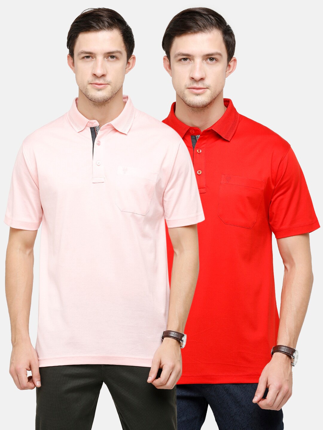 

Classic Polo Men Pack Of 2 Pink Polo Collar T-shirt