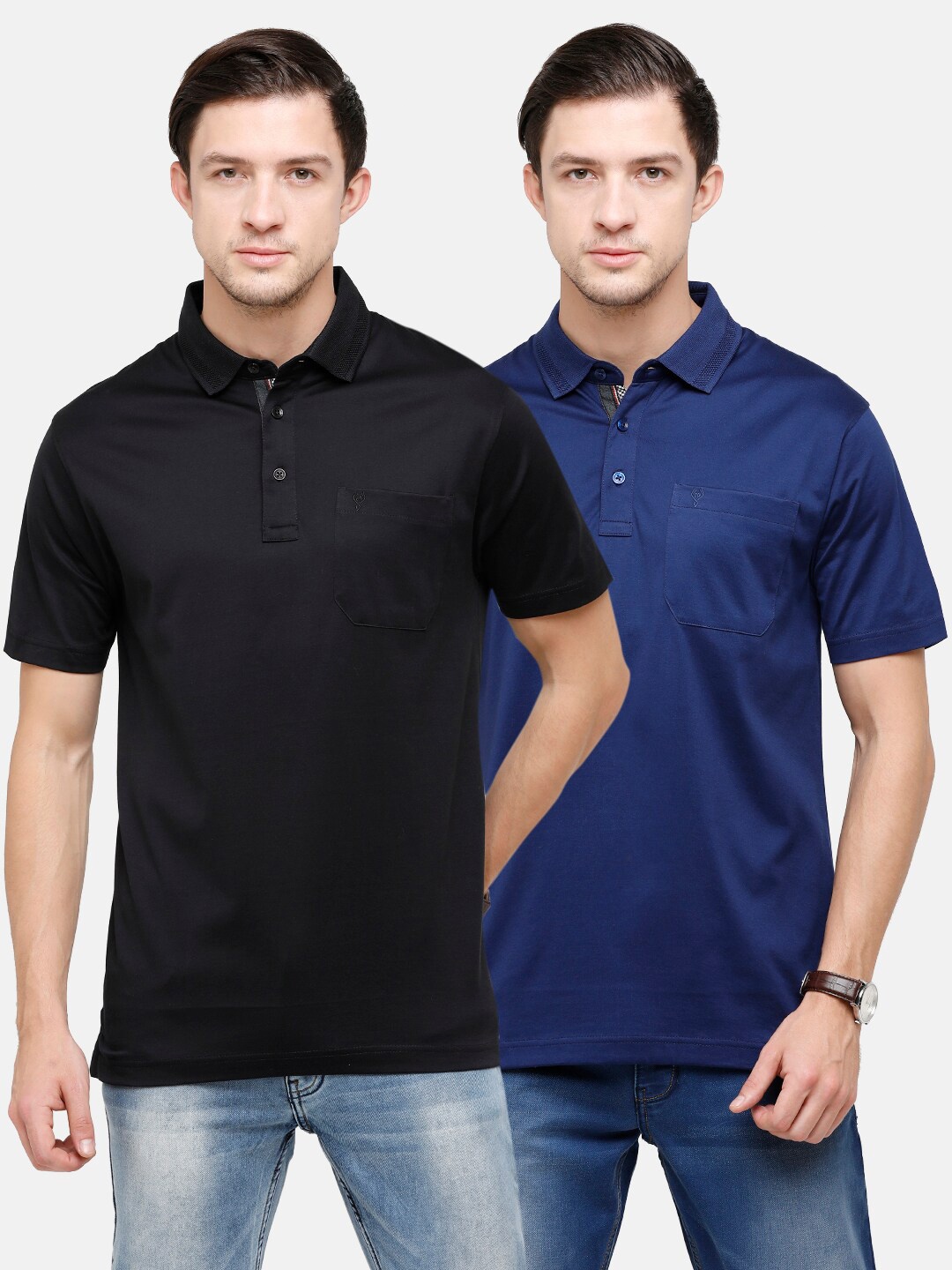 

Classic Polo Men Pack of 2 Polo Collar Pockets T-shirt, Black